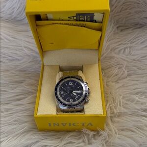 Invicta Men's Specialty Chronograph stainless steel watch with a black dail